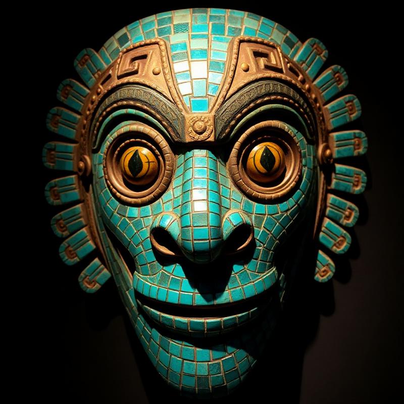 Turquoise mosaic mask of Tezcatlipoca